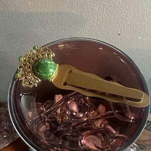 Gold and Green Decorative Hair Clip